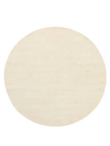  Ø 200 Plain (Single Colored) Handloom Rug - Ivory White Wool