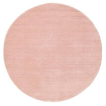 Handloom Ø 150 Small Pink Plain (Single Colored) Round Wool Rug