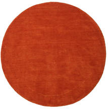 Handloom Ø 150 Mały Rdzawa Czerwień/Czerwony Jednobarwny Okrągły Dywan Wełniany