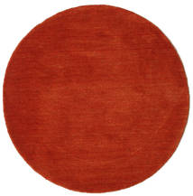  Wool Rug Ø 100 Handloom Rust Red/Red Round Small