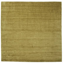  300X300 Einfarbig Groß Handloom Teppich - Olivegrün Wolle