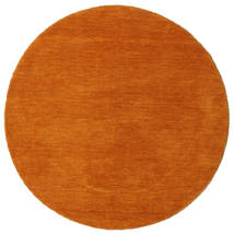  Ø 70 Plain (Single Colored) Small Handloom Rug - Orange Wool