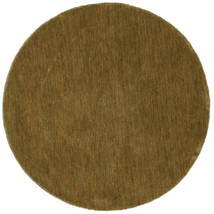 Handloom Ø 100 Small Olive Green Plain (Single Colored) Round Wool Rug