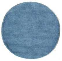  Ø 70 Einfarbig Klein Handloom Teppich - Hellblau Wolle