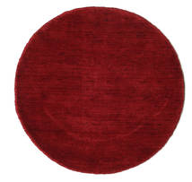  Wool Rug Ø 70 Handloom Dark Red Round Small