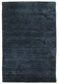 Handloom 80X120 Small Dark Blue Plain (Single Colored) Wool Rug
