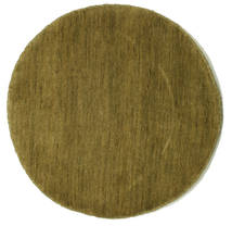  Ø 70 Plain (Single Colored) Small Handloom Rug - Olive Green Wool