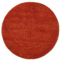  Wool Rug Ø 70 Handloom Rust Red/Red Round Small