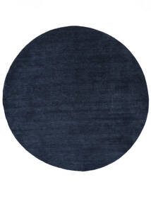  Wool Rug Ø 150 Handloom Dark Blue Round Small