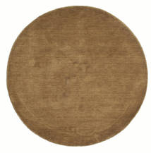 Handloom Ø 150 Small Olive Green Plain (Single Colored) Round Wool Rug