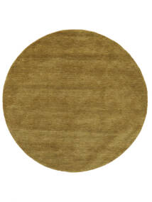  Ø 200 Einfarbig Handloom Teppich - Olivegrün Wolle