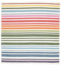 Kjøkken Teppe Rainbow Stripe 200X200 Bomull Stripet Flerfarget