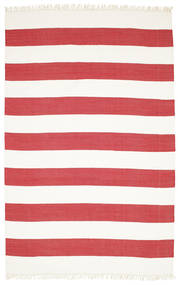  180X275 Cotton Stripe Rød Teppe