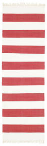  80X250 Stribet Lille Cotton Stripe Tæppe - Rød Bomuld