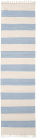 Cotton Stripe 80X300 小 水色 ストライプ 細長 綿 ラグ 絨毯 