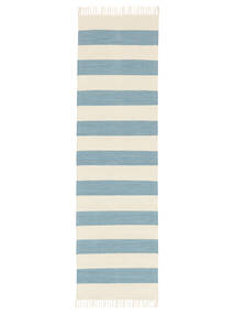 Cotton Stripe 80X300 Small Light Blue Striped Runner Cotton Rug