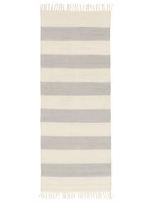 Gangloper 80X200 Katoen Cotton Stripe Vloerkleed - Grijs/Gebroken Wit