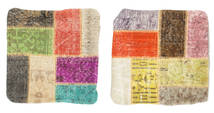50X50 絨毯 パッチワーク クッションカバー ピローケース オリエンタル 正方形 マルチカラー (ウール, トルコ) Carpetvista
