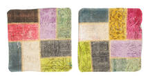 50X50 絨毯 オリエンタル パッチワーク クッションカバー ピローケース 正方形 マルチカラー (ウール, トルコ) Carpetvista