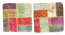 50X50 Alfombra Patchwork Funda De Cojín Funda De Almohada Oriental Cuadrada Multicolor (Lana, Turquía) Carpetvista