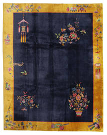  China Antigo: Art Deco 1920 Tapete 280X355 Lã Azul Escuro/Laranja Grande Carpetvista