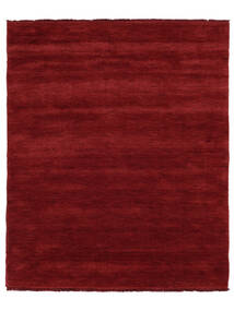  250X300 Plain (Single Colored) Large Handloom Fringes Rug - Dark Red Wool