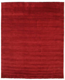  250X300 Cor Única Grande Handloom Fringes Tapete - Vermelho Escuro Lã
