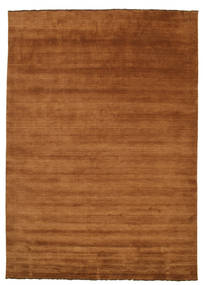  250X350 Einfarbig Groß Handloom Fringes Teppich - Braun Wolle