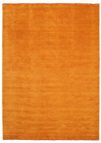 Handloom Fringes 250X350 Large Orange Plain (Single Colored) Wool Rug