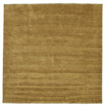  250X250 Plain (Single Colored) Large Handloom Fringes Rug - Olive Green Wool