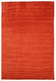 Handloom Fringes 220X320 Rust Red/Red Plain (Single Colored) Wool Rug