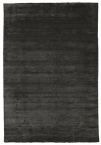  Wool Rug 220X320 Handloom Fringes Black/Grey