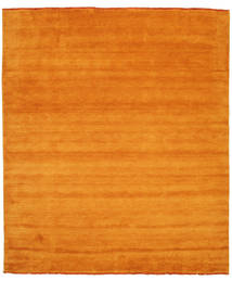  250X300 Plain (Single Colored) Large Handloom Fringes Rug - Orange Wool