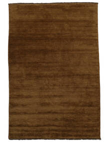  200X300 Plain (Single Colored) Handloom Fringes Rug - Brown Wool