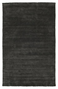 Handloom Fringes 180X275 Black/Grey Plain (Single Colored) Wool Rug