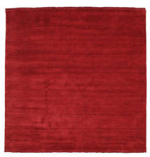  Wool Rug 200X200 Handloom Fringes Dark Red Square