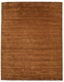  200X250 Plain (Single Colored) Handloom Fringes Rug - Brown Wool, 