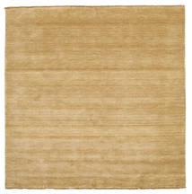 Handloom Fringes 200X200 Beige Plain (Single Colored) Square Wool Rug