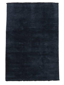 Handloom Fringes 160X230 Dark Blue Plain (Single Colored) Wool Rug