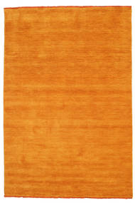  160X230 Einfarbig Handloom Fringes Teppich - Orange Wolle