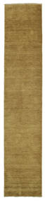 Handloom Fringes 80X400 Small Olive Green Plain (Single Colored) Runner Wool Rug