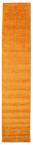Handloom Fringes 80X400 Small Orange Plain (Single Colored) Runner Wool Rug