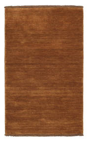  80X120 Plain (Single Colored) Small Handloom Fringes Rug - Brown Wool