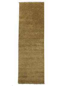 Teppichläufer 80X200 Moderner Einfarbig Handloom Fringes - Olivegrün