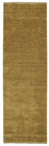 Handloom Fringes 80X250 Small Olive Green Plain (Single Colored) Runner Wool Rug