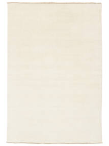 Handloom Fringes 160X230 Ivory White Plain (Single Colored) Wool Rug