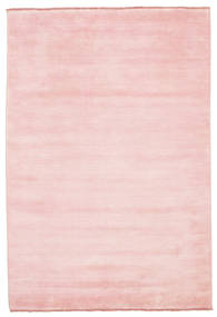 Handloom Fringes 160X230 Pink Plain (Single Colored) Wool Rug