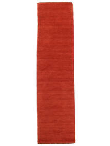 Handloom Fringes 80X300 Petit Rouge Rouille/Rouge Uni Couloir Tapis De Laine