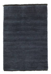 Handloom Fringes 60X90 Small Dark Blue Plain (Single Colored) Wool Rug