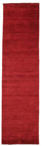  Wool Rug 80X300 Handloom Fringes Dark Red Runner
 Small